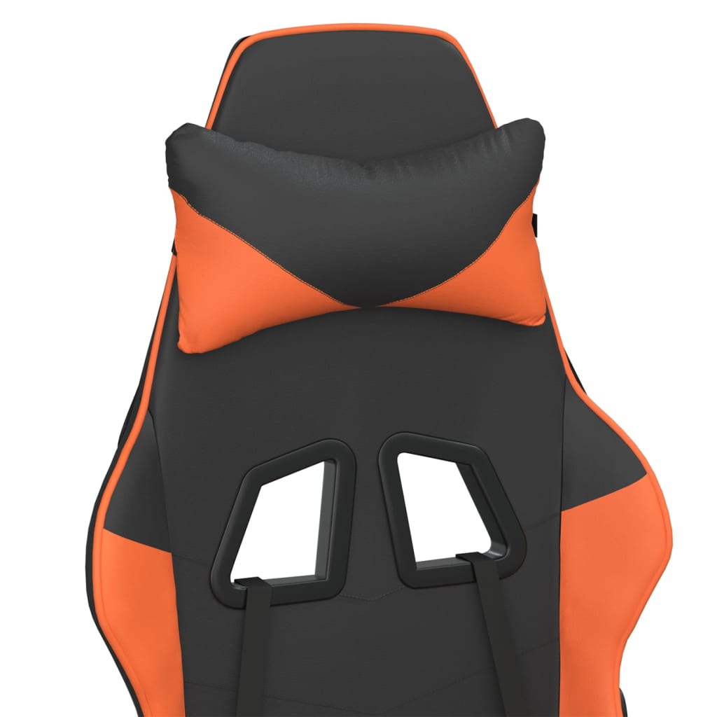 vidaXL Silla gaming cuero sintético negro y naranja