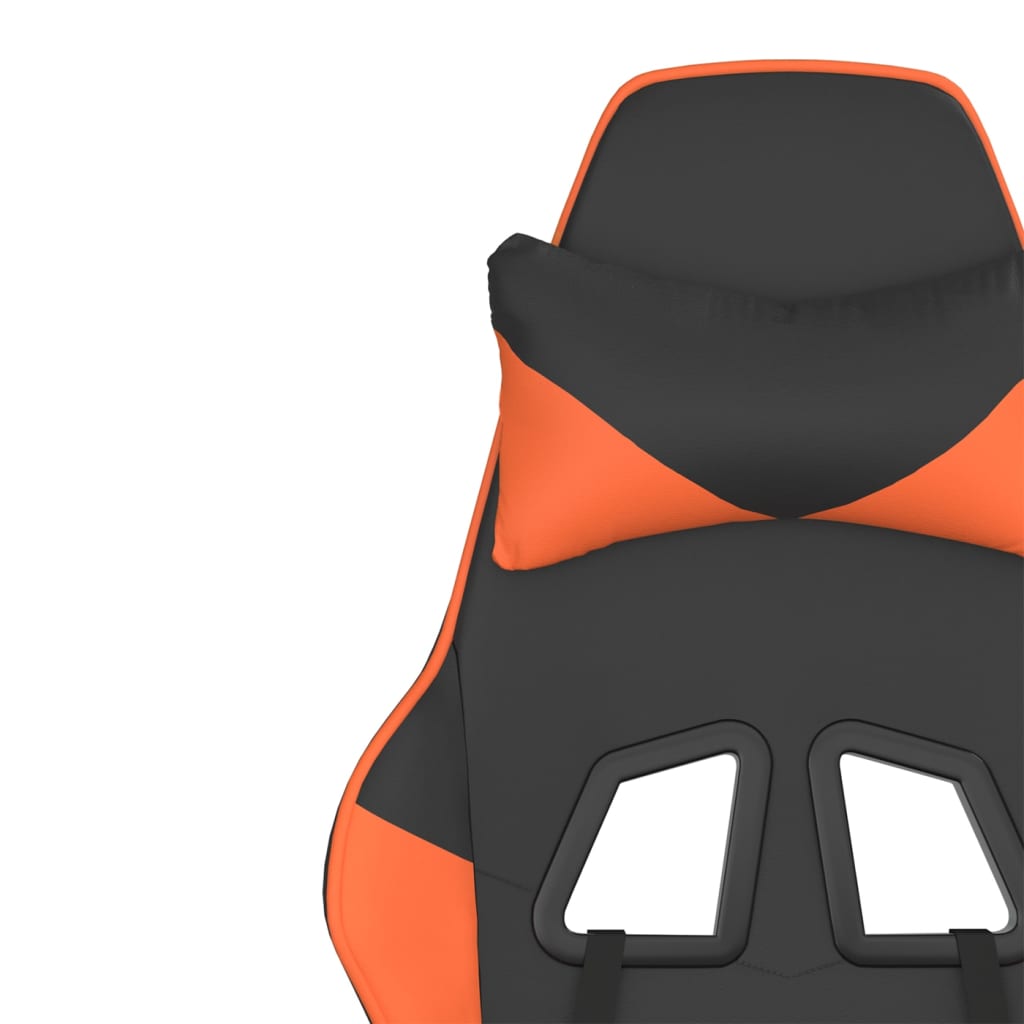 vidaXL Silla gaming cuero sintético negro y naranja