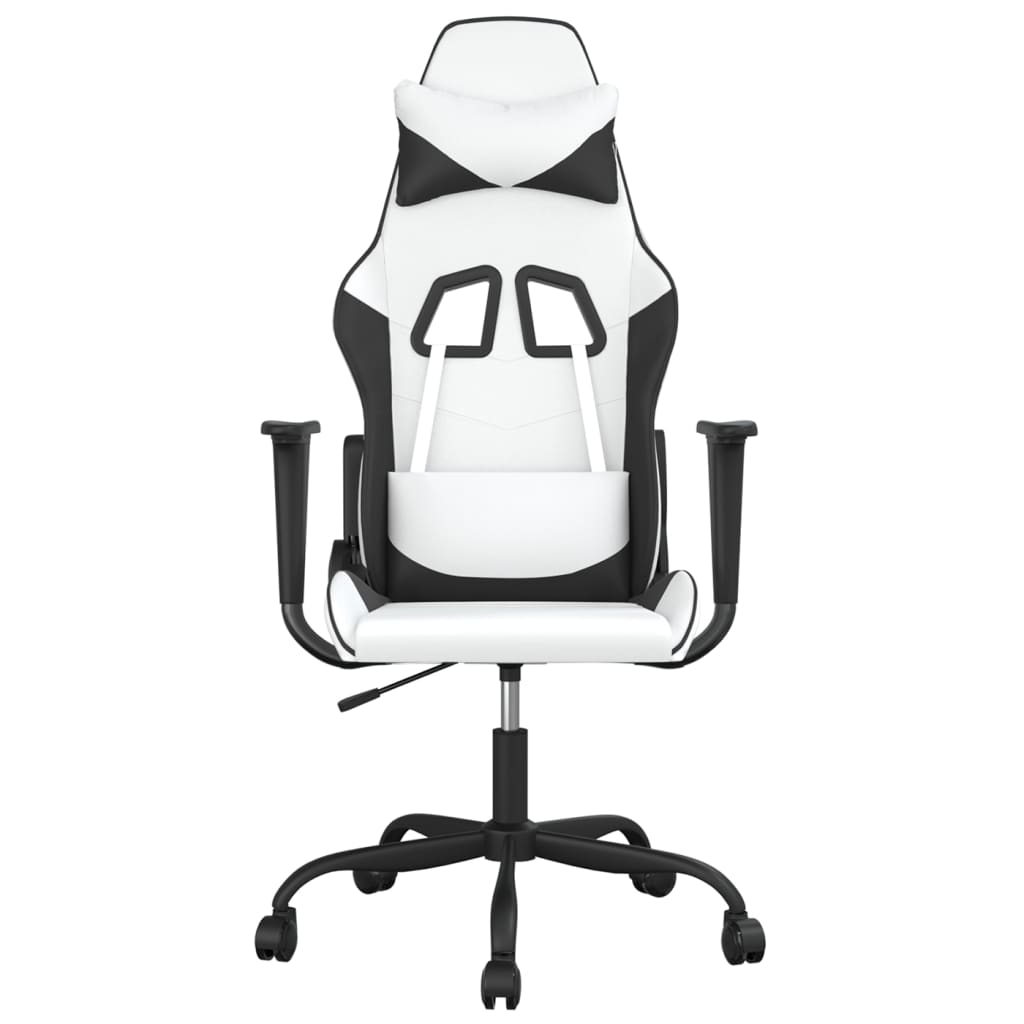 vidaXL Silla gaming cuero sintético blanco y negro