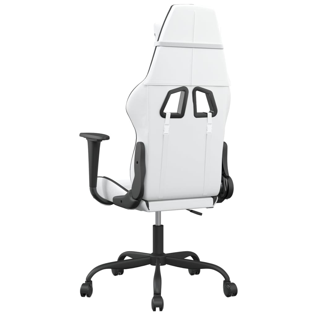 vidaXL Silla gaming cuero sintético blanco y negro