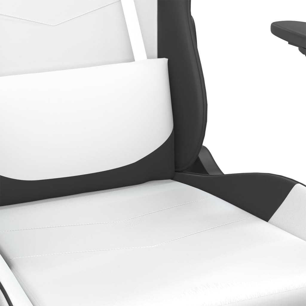 vidaXL Silla gaming cuero sintético blanco y negro