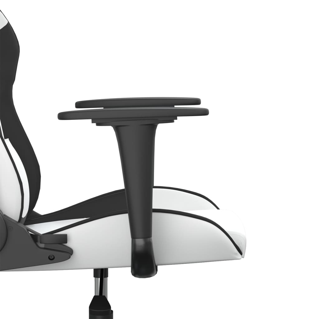 vidaXL Silla gaming cuero sintético blanco y negro