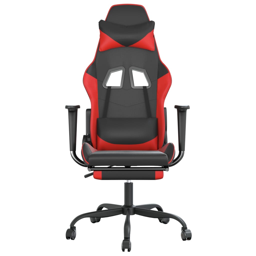 vidaXL Silla gaming con reposapiés cuero sintético negro rojo