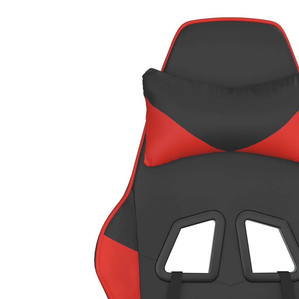 vidaXL Silla gaming con reposapiés cuero sintético negro rojo