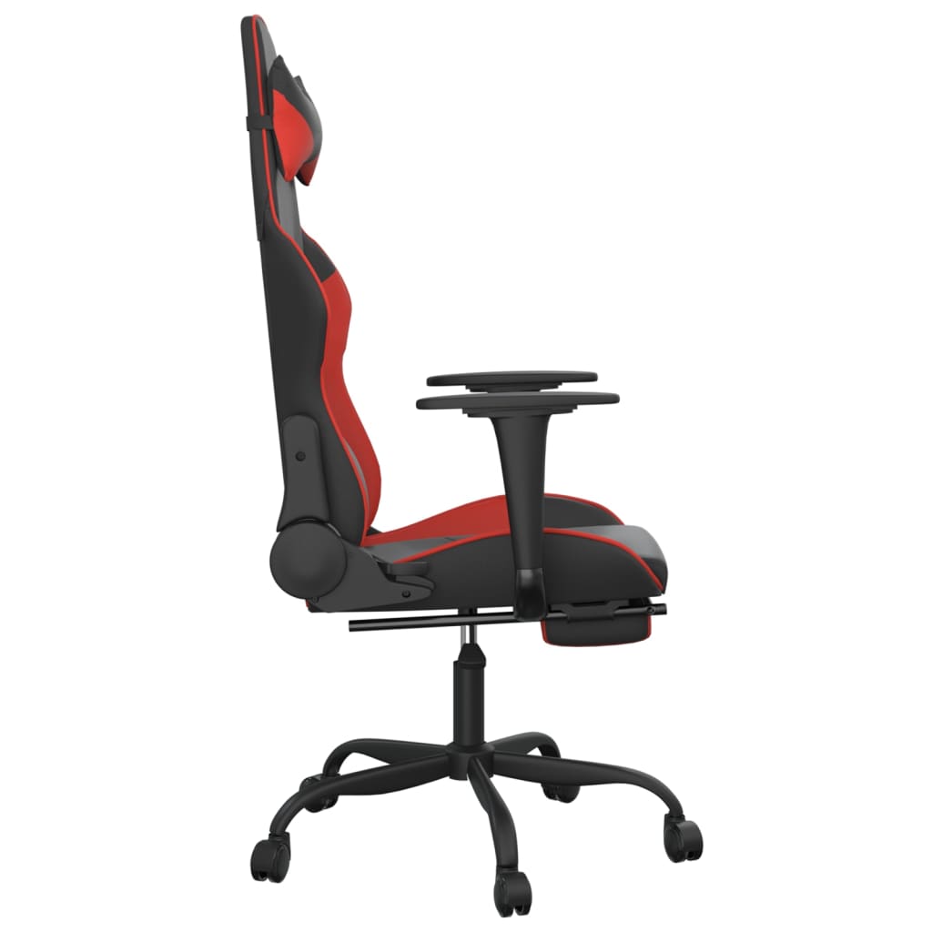 vidaXL Silla gaming con reposapiés cuero sintético negro rojo