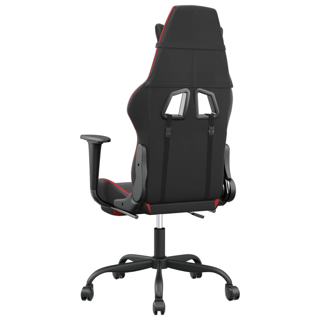 vidaXL Silla gaming con reposapiés cuero sintético negro rojo