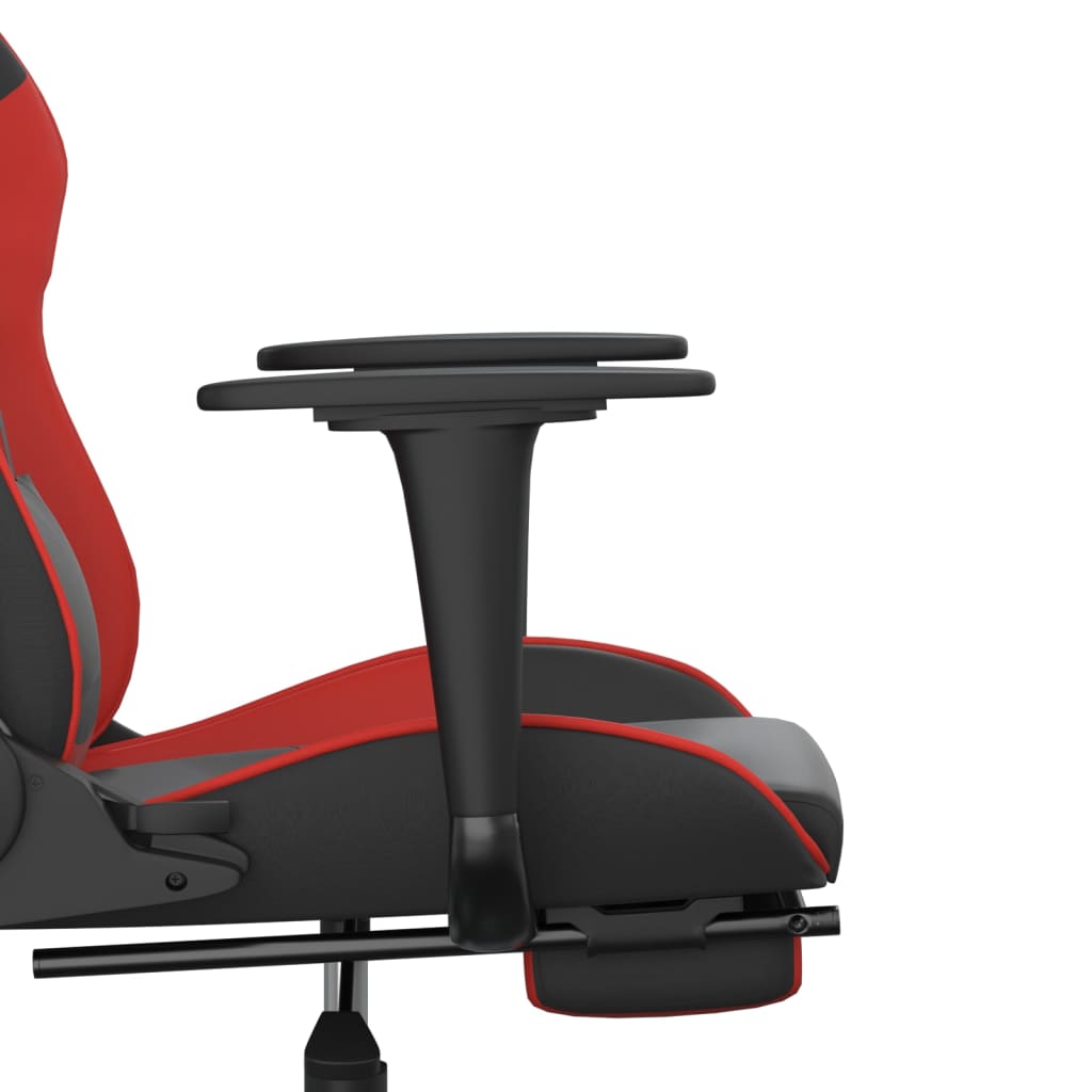 vidaXL Silla gaming con reposapiés cuero sintético negro rojo