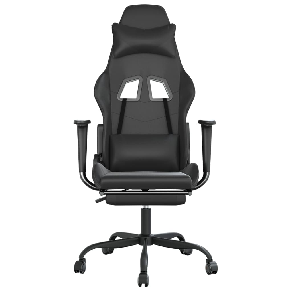 vidaXL Silla gaming con reposapiés cuero sintético negro