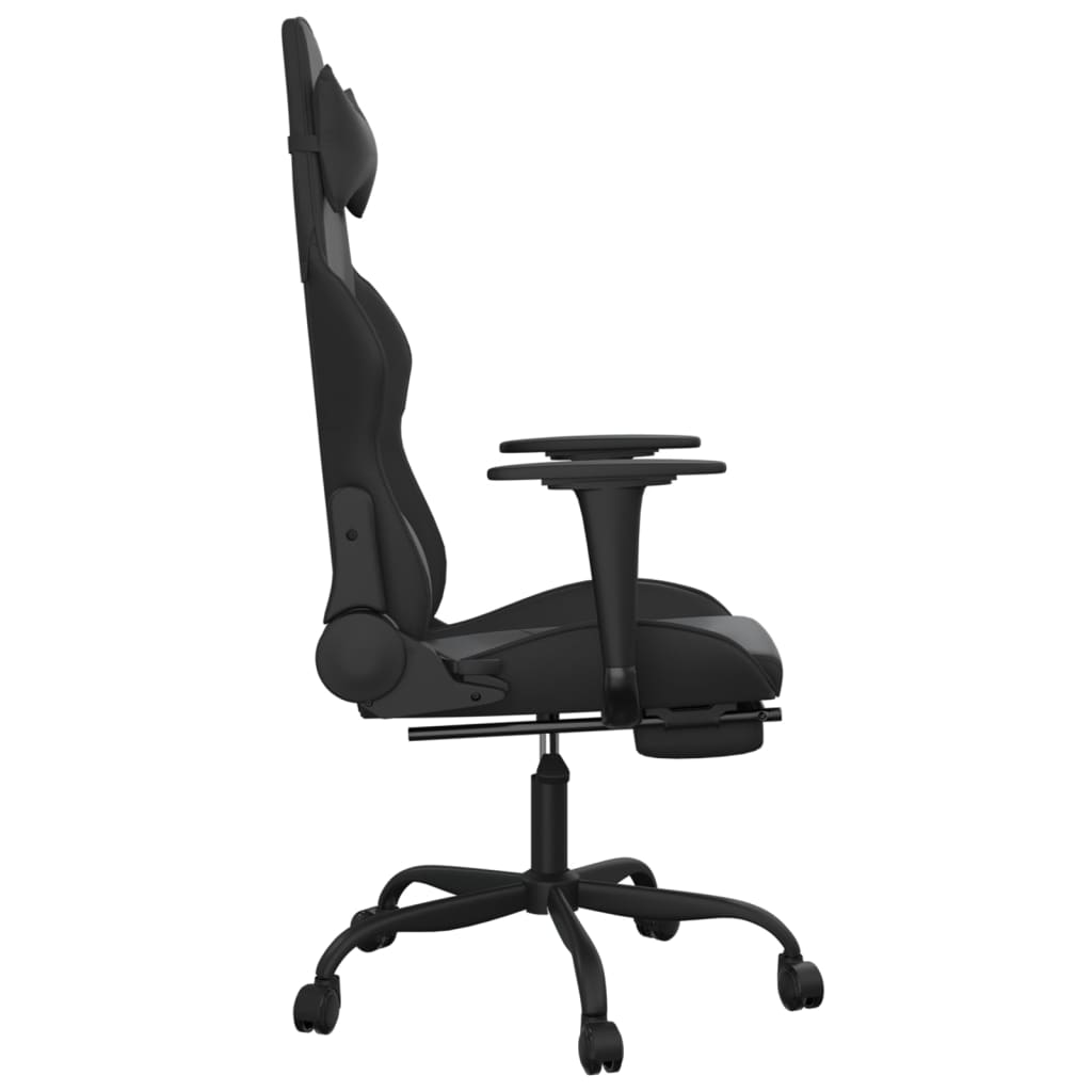 vidaXL Silla gaming con reposapiés cuero sintético negro