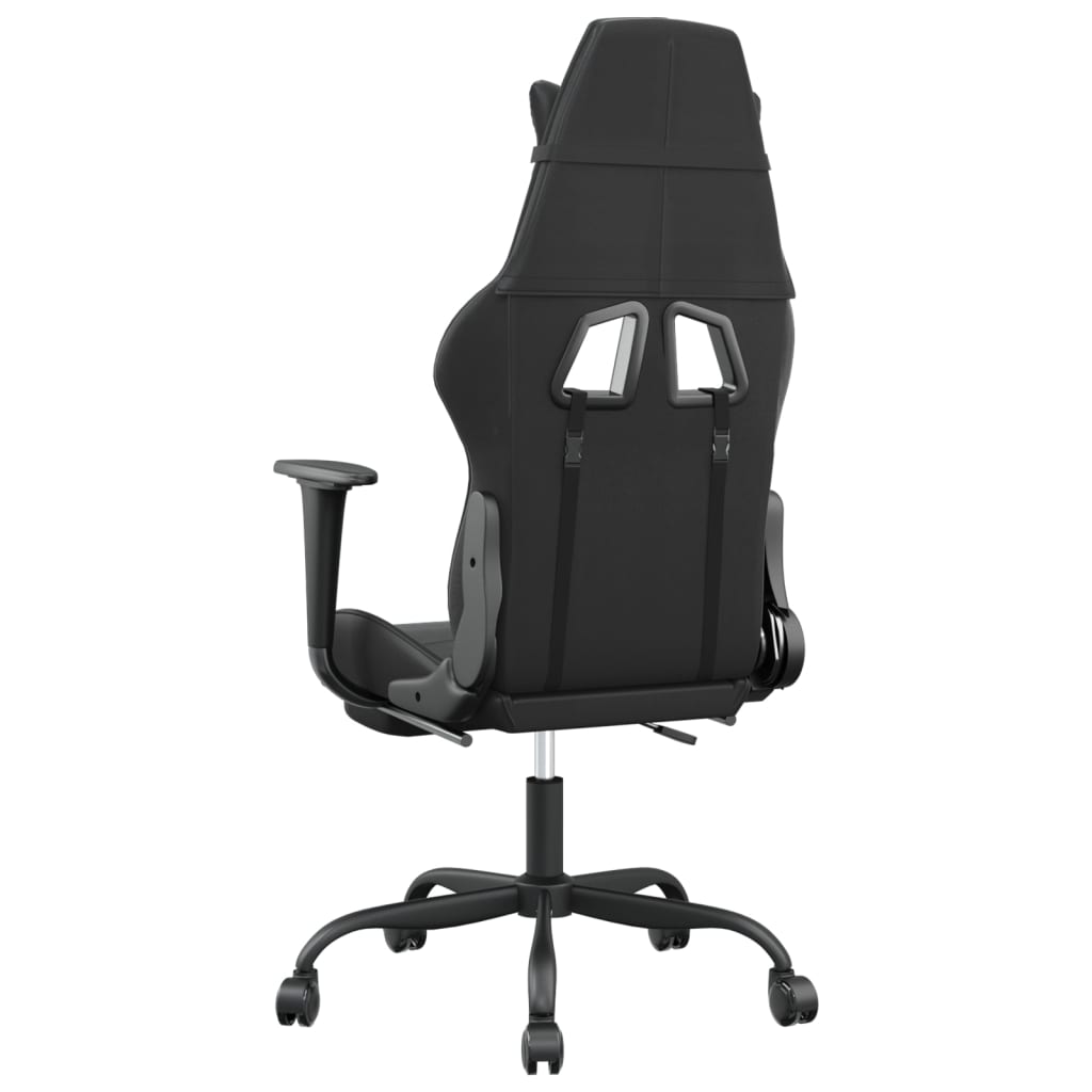 vidaXL Silla gaming con reposapiés cuero sintético negro