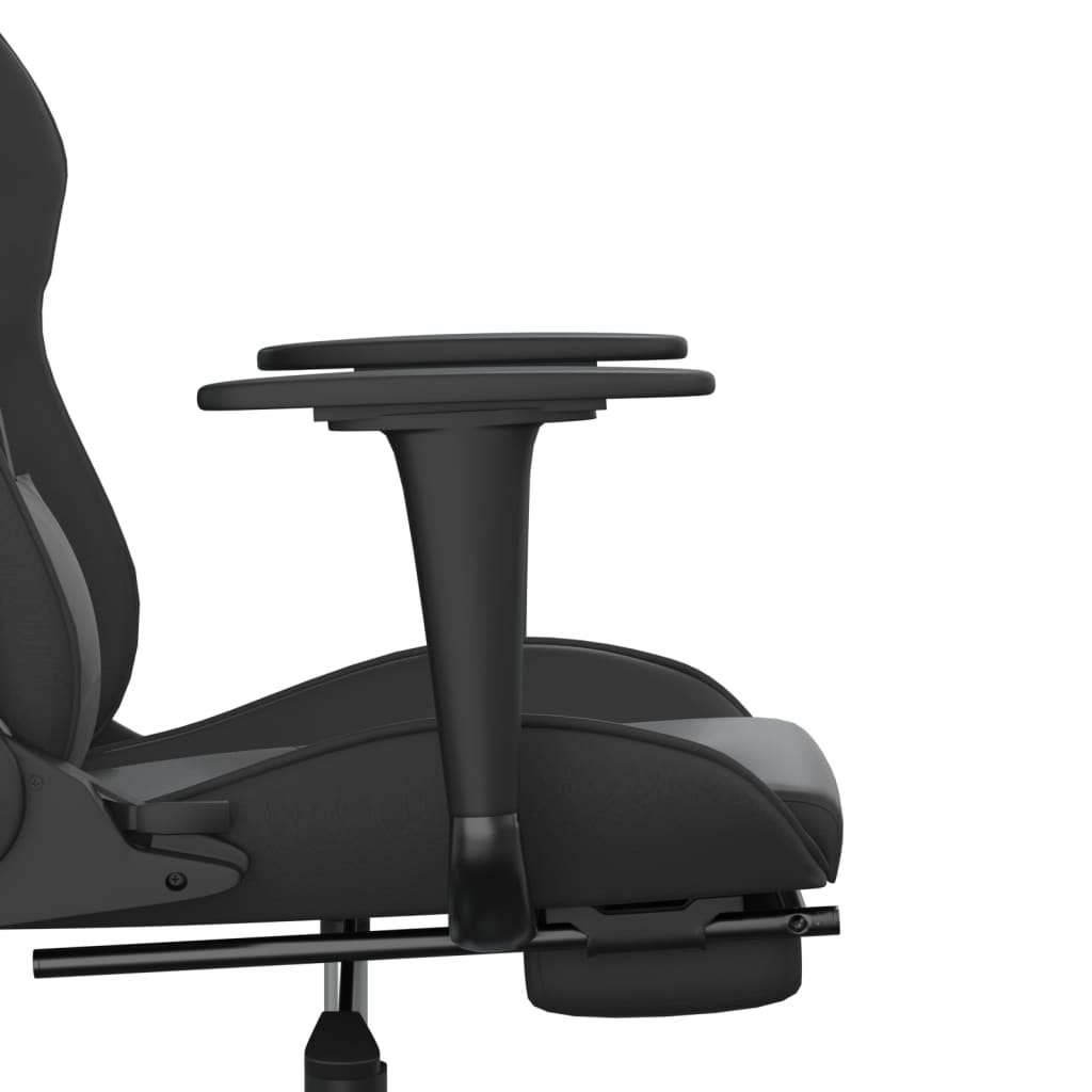 vidaXL Silla gaming con reposapiés cuero sintético negro