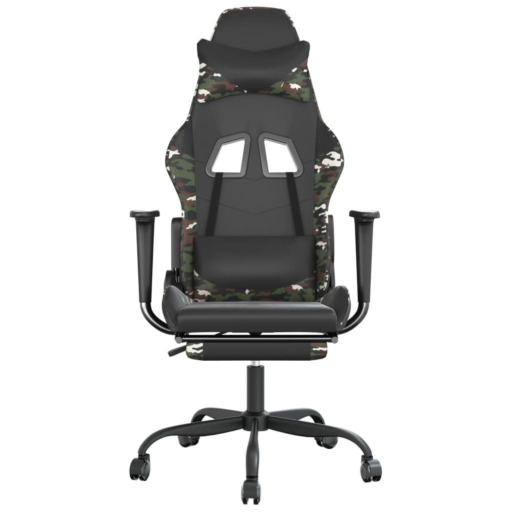 vidaXL Silla gaming con reposapiés cuero sintético negro camuflaje