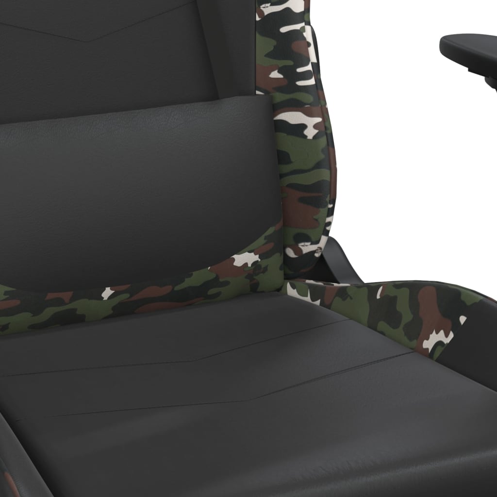 vidaXL Silla gaming con reposapiés cuero sintético negro camuflaje