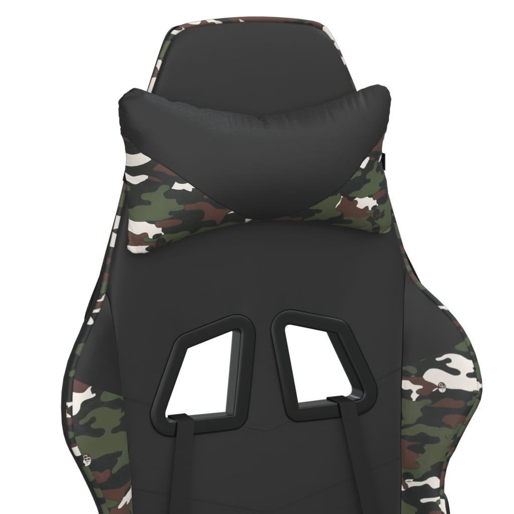 vidaXL Silla gaming con reposapiés cuero sintético negro camuflaje