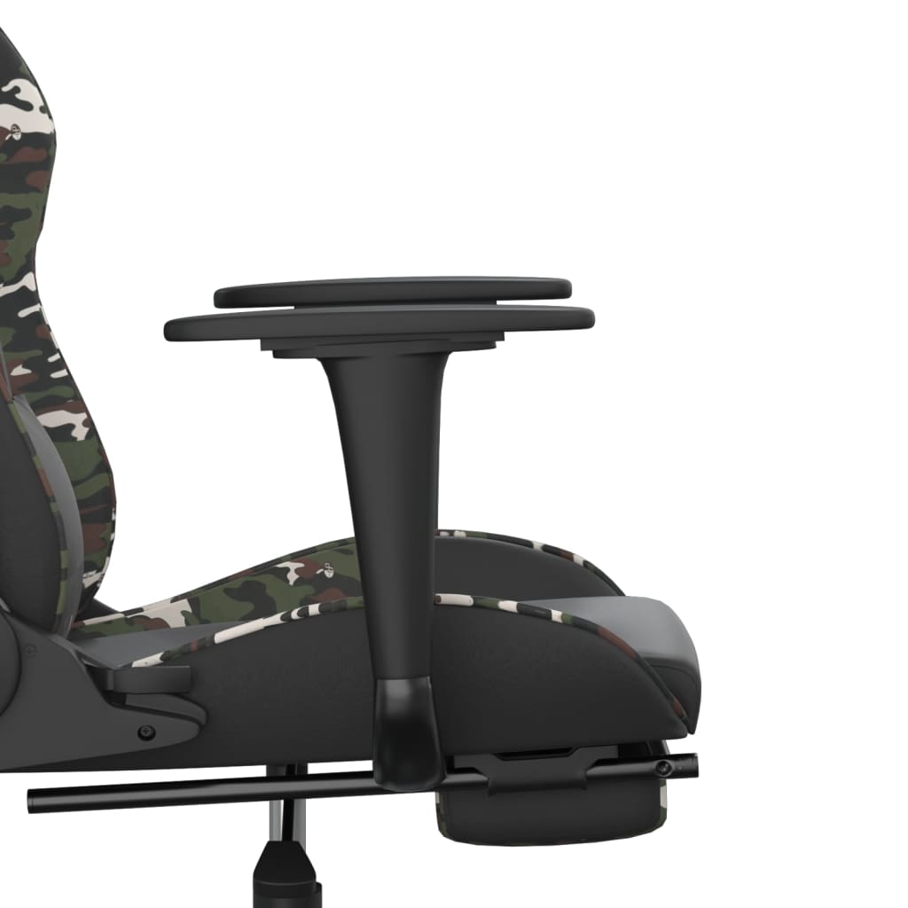 vidaXL Silla gaming con reposapiés cuero sintético negro camuflaje