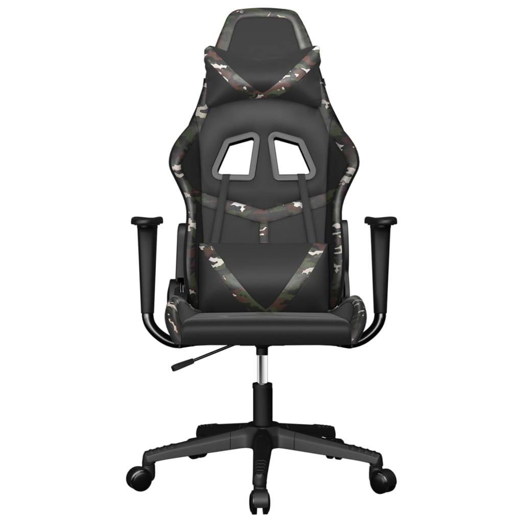 vidaXL Silla gaming cuero sintético negro y camuflaje