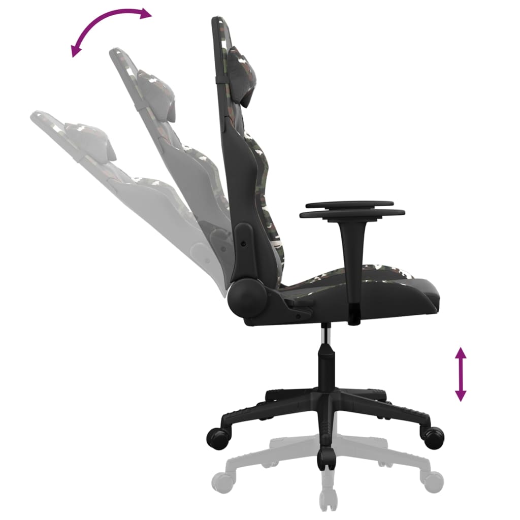 vidaXL Silla gaming cuero sintético negro y camuflaje