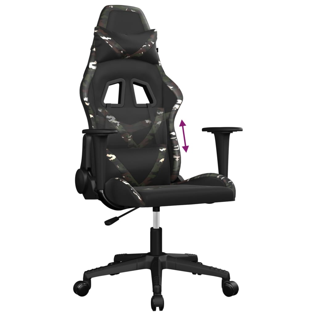 vidaXL Silla gaming cuero sintético negro y camuflaje