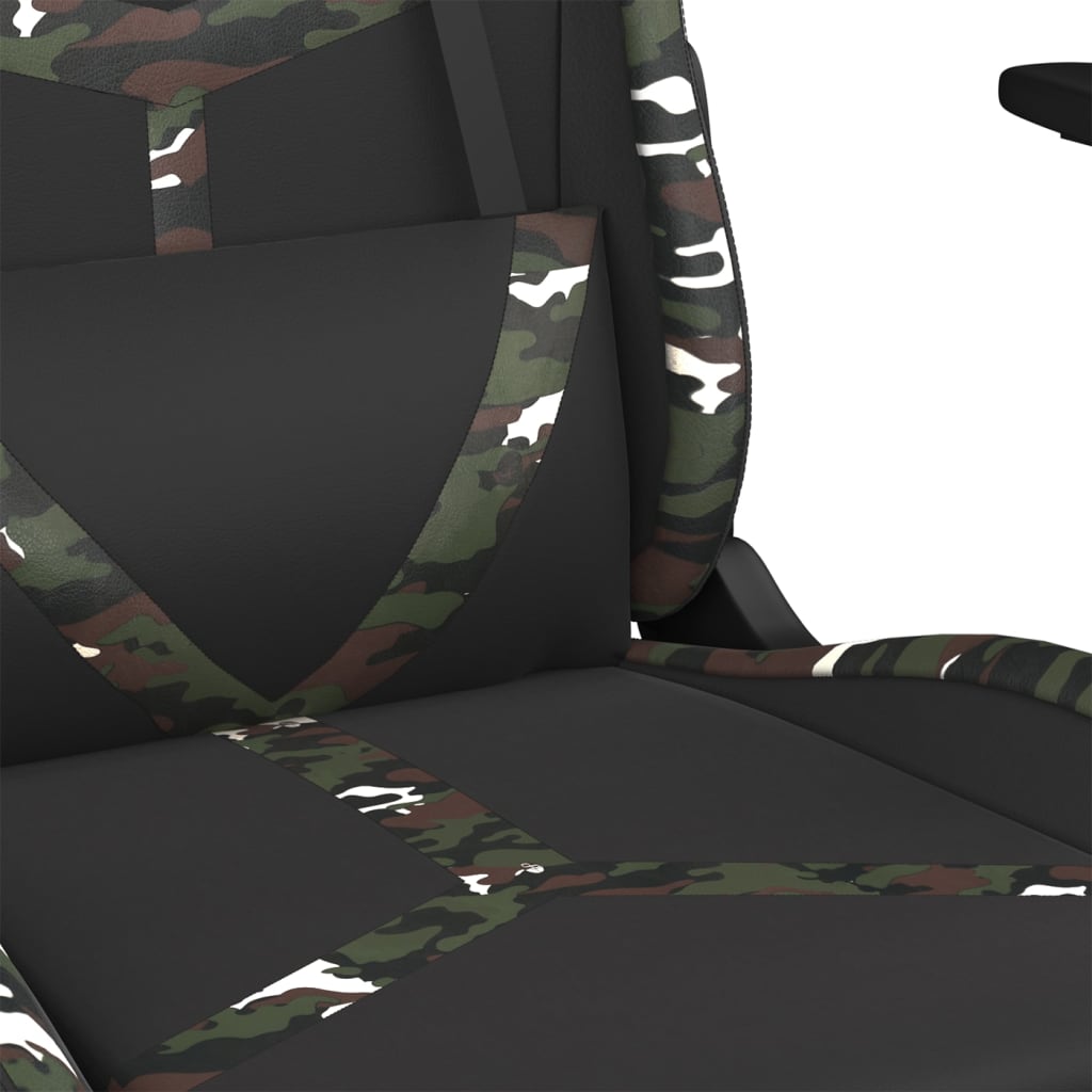 vidaXL Silla gaming cuero sintético negro y camuflaje