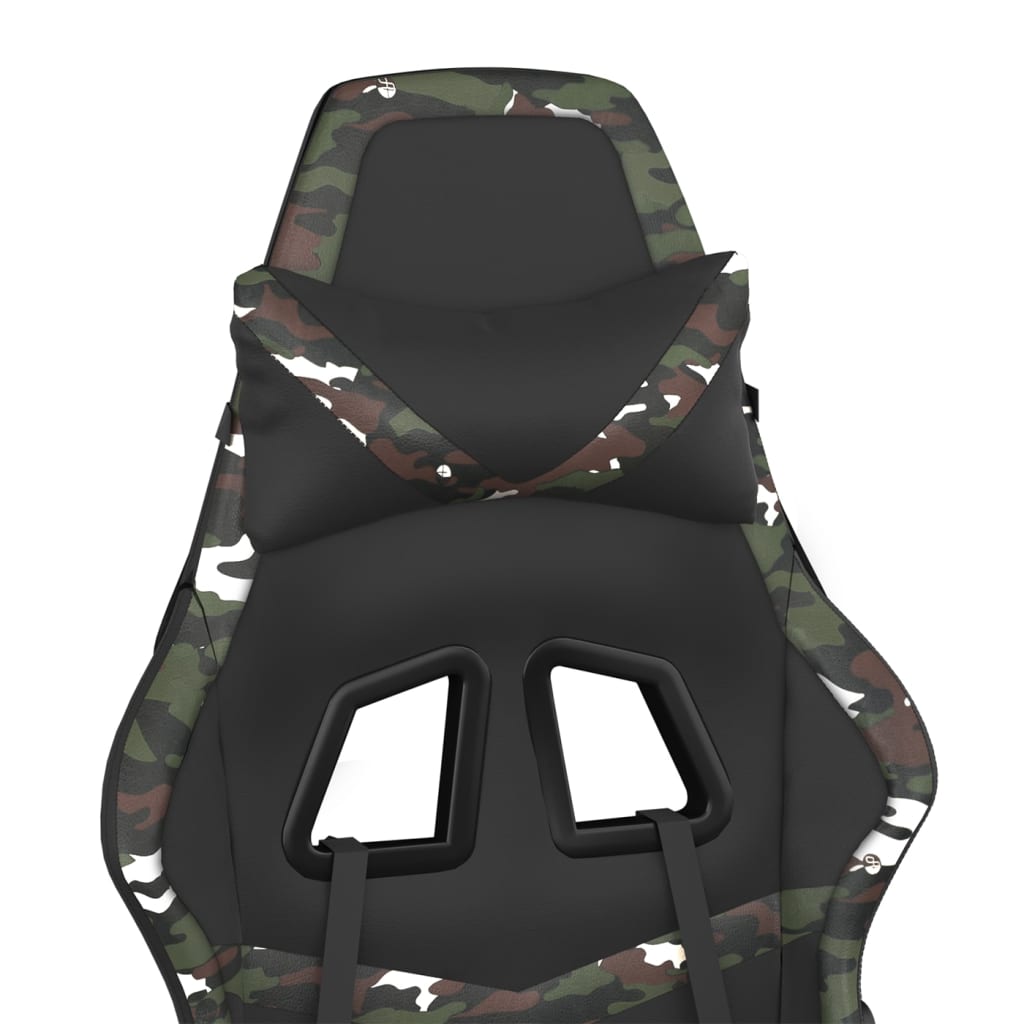 vidaXL Silla gaming cuero sintético negro y camuflaje