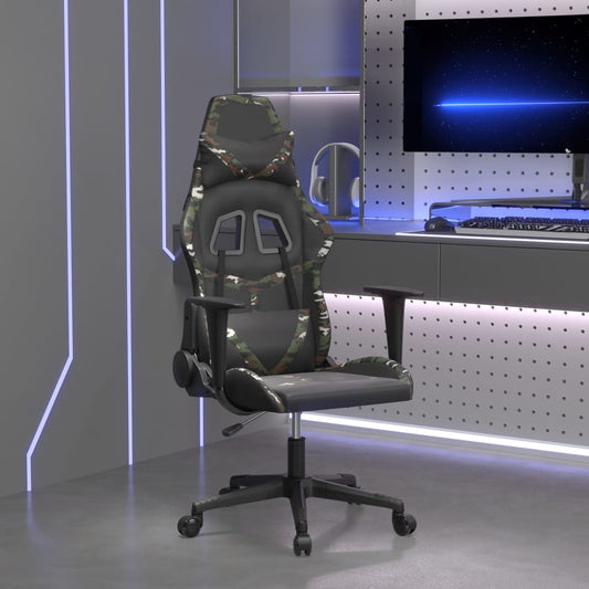 vidaXL Silla gaming cuero sintético negro y camuflaje