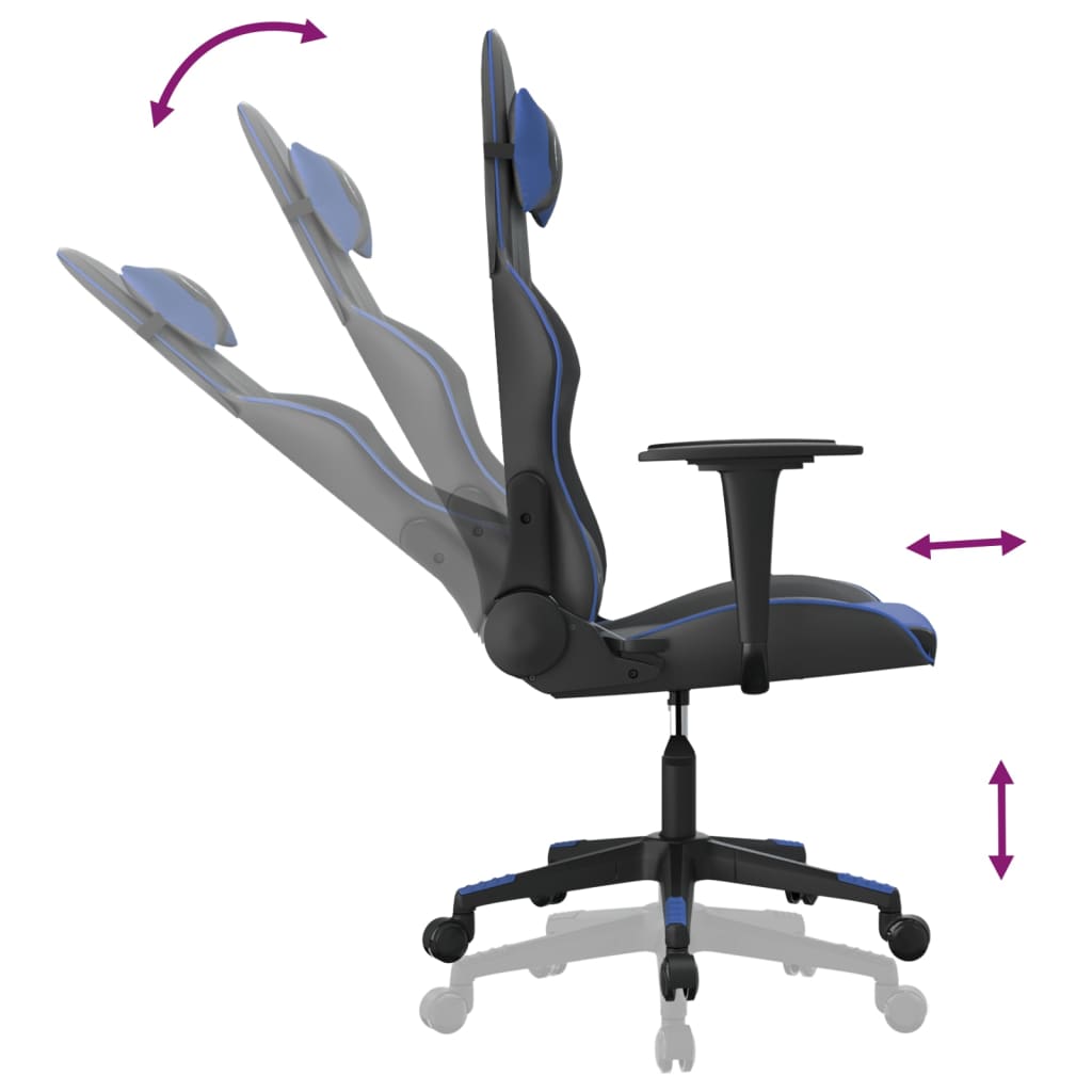 vidaXL Silla gaming cuero sintético negro y azul