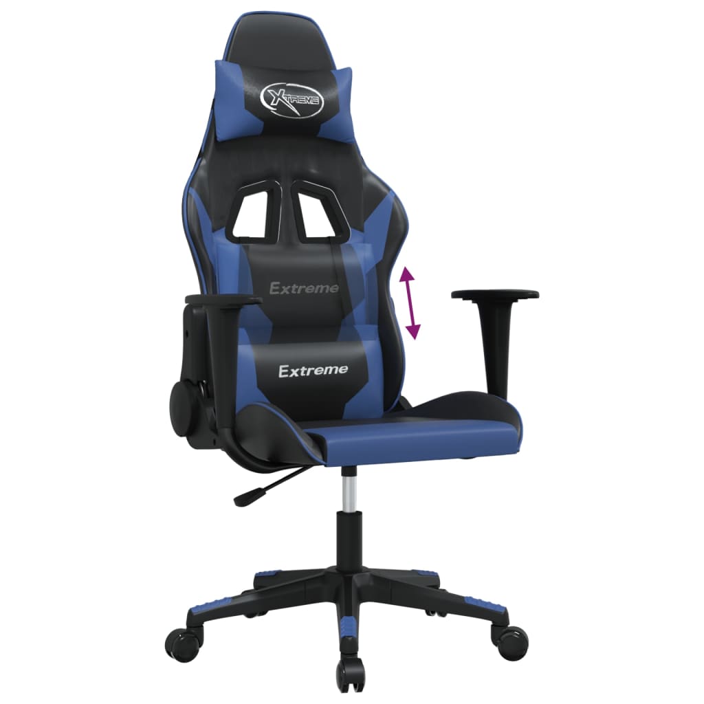 vidaXL Silla gaming cuero sintético negro y azul