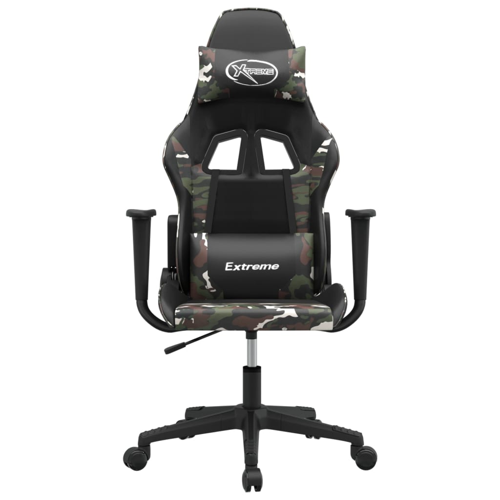 vidaXL Silla gaming cuero sintético negro y camuflaje