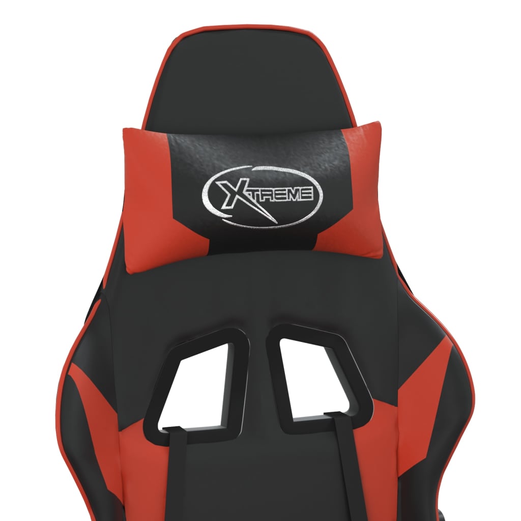 vidaXL Silla gaming con reposapiés cuero sintético negro rojo