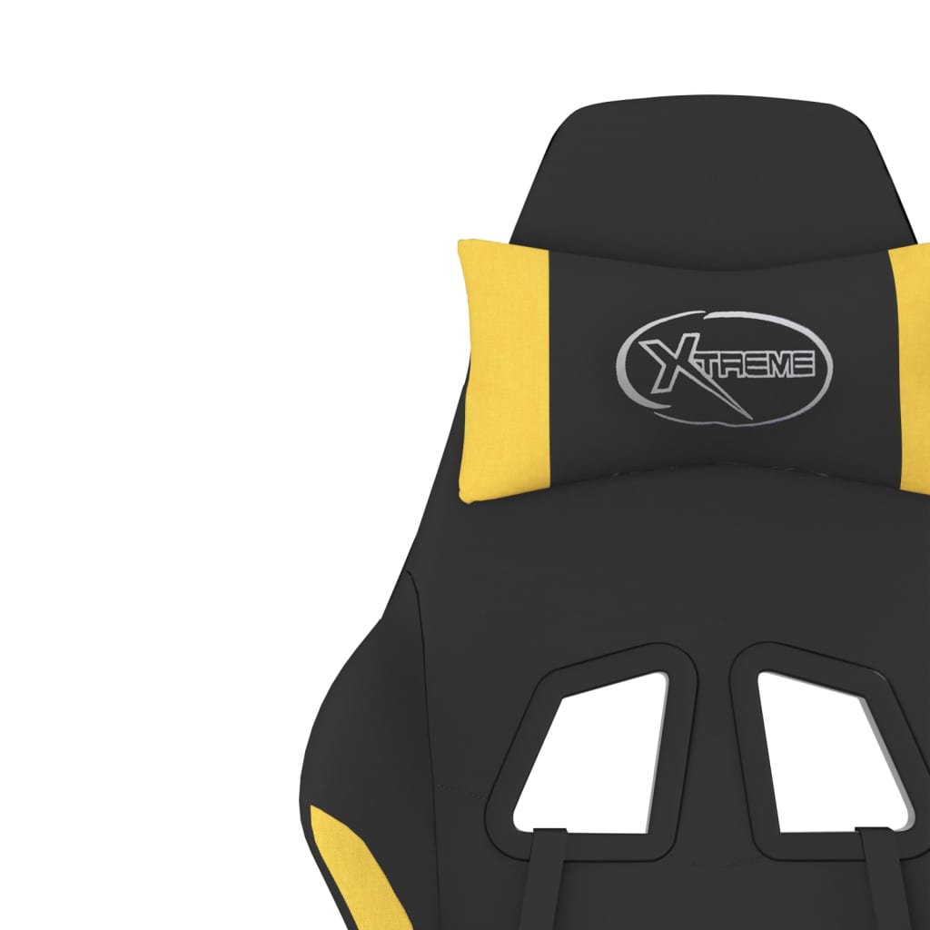 vidaXL Silla gaming con reposapiés tela negro y amarillo