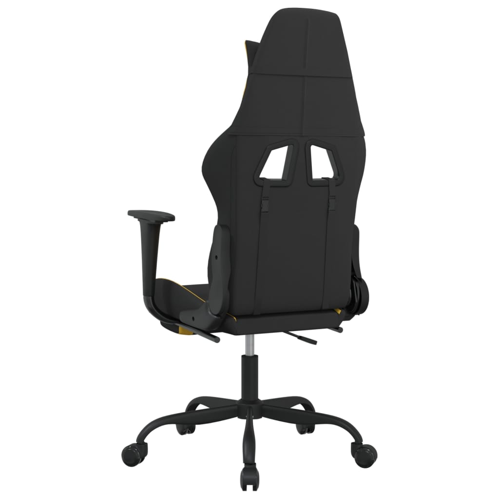 vidaXL Silla gaming con reposapiés tela negro y amarillo