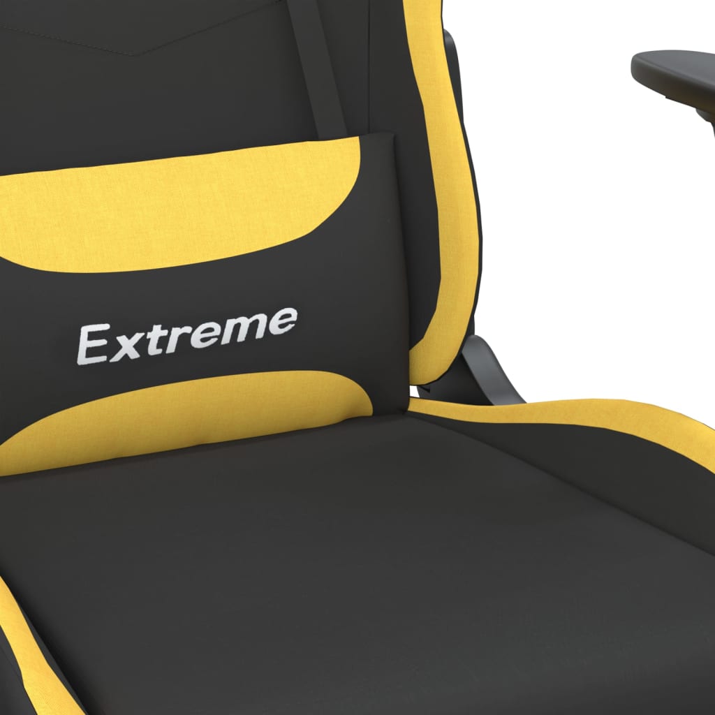 vidaXL Silla gaming con reposapiés tela negro y amarillo