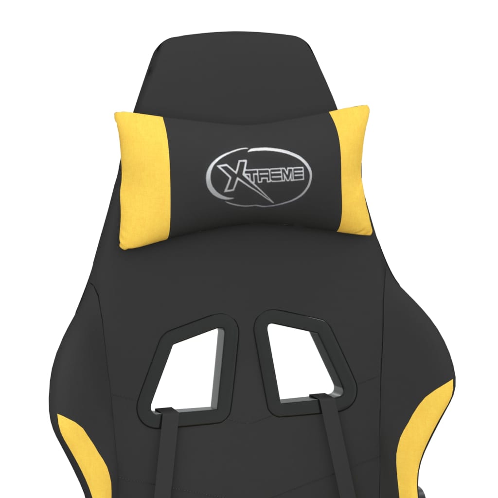 vidaXL Silla gaming con reposapiés tela negro y amarillo