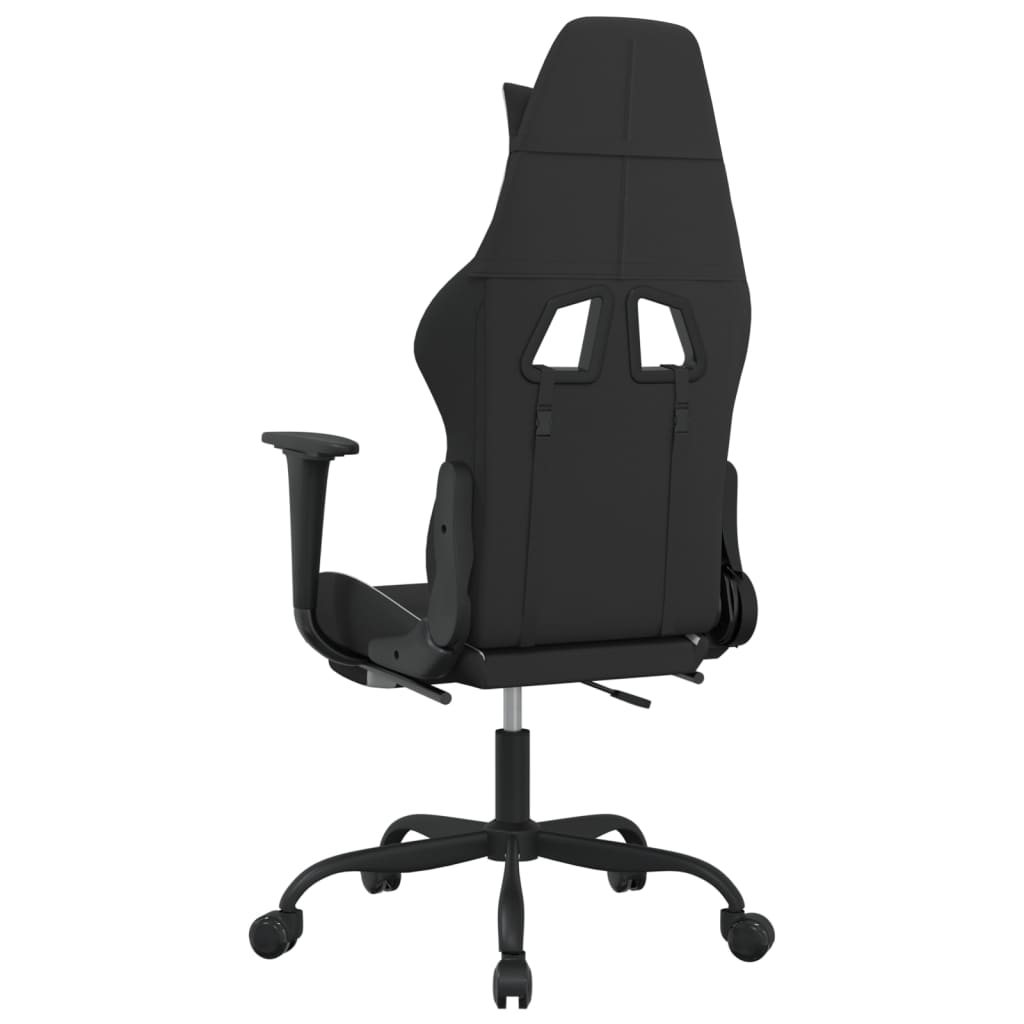 vidaXL Silla gaming con reposapiés tela negro y blanco