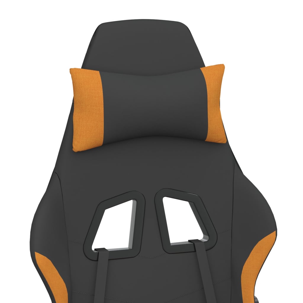 vidaXL Silla gaming con reposapiés tela negro y naranja