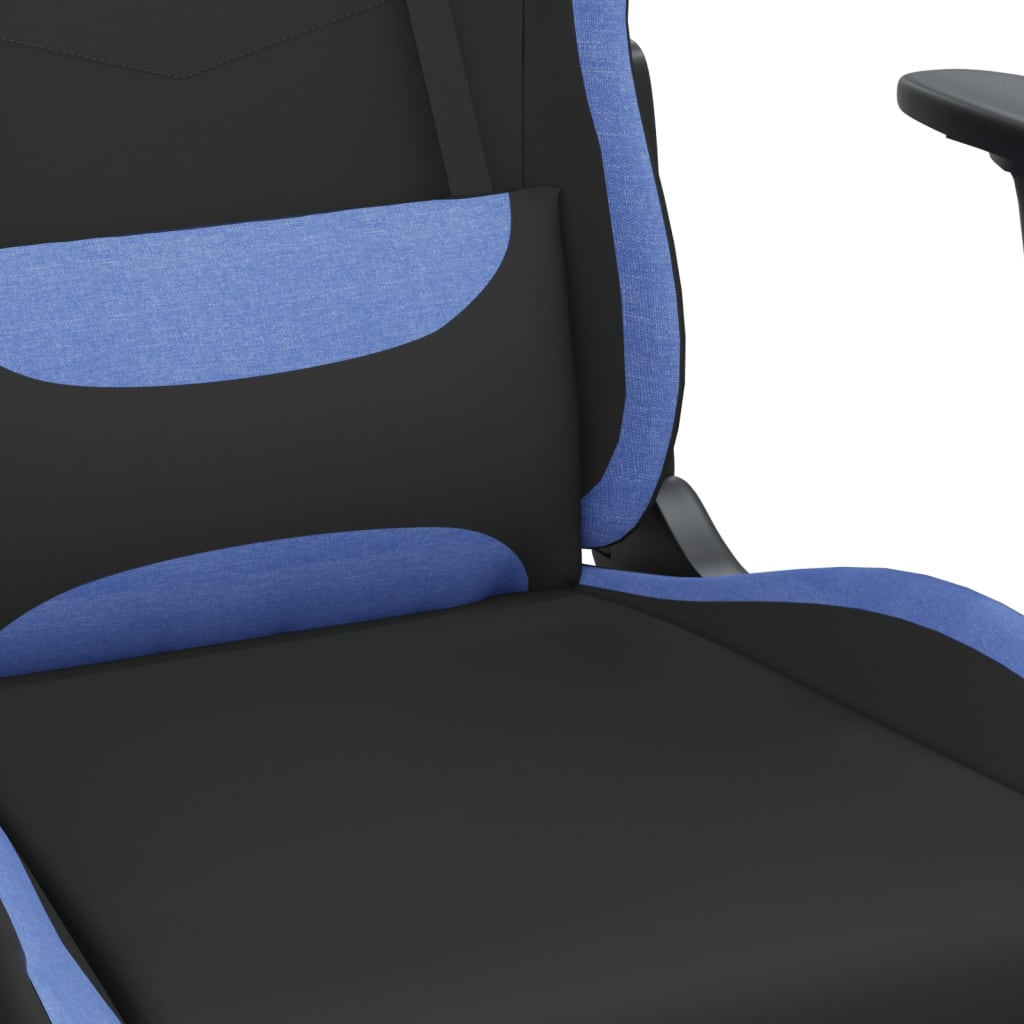 vidaXL Silla gaming con reposapiés tela negro y azul