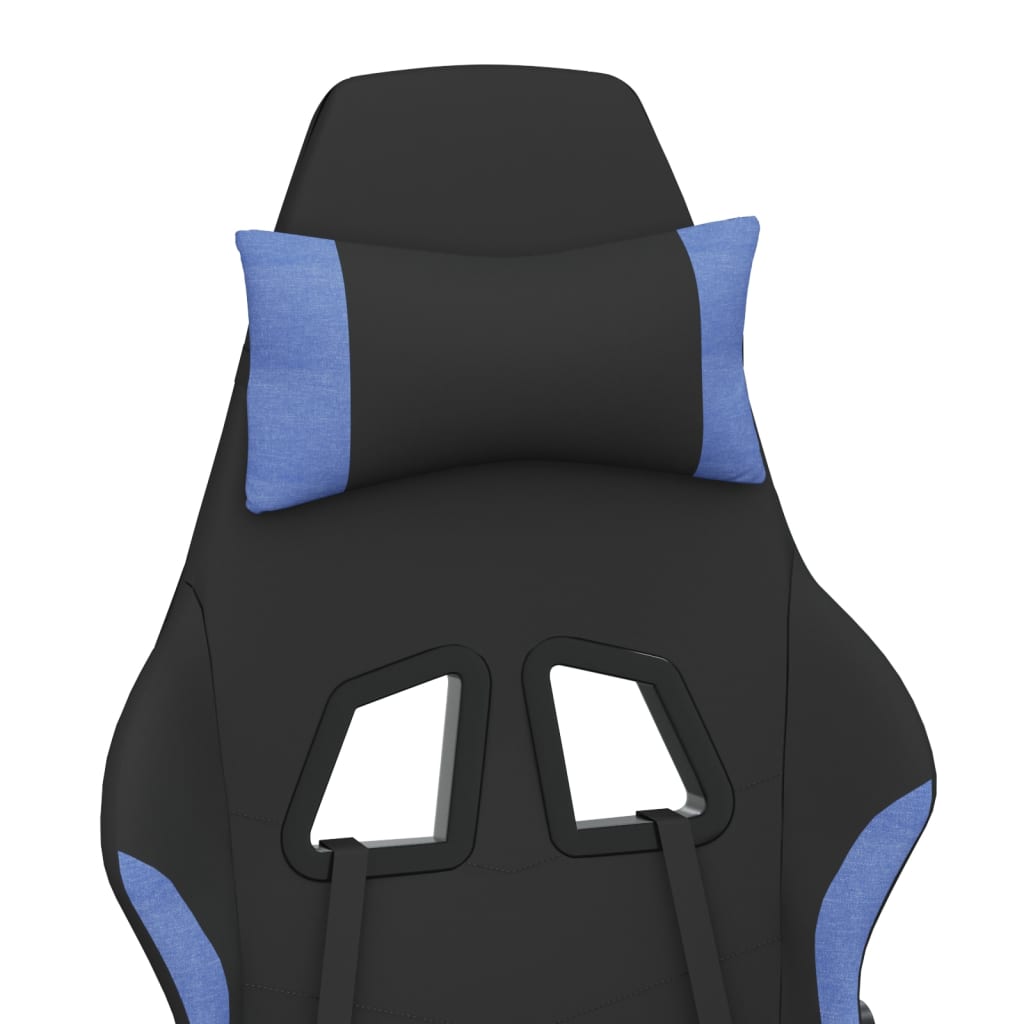 vidaXL Silla gaming con reposapiés tela negro y azul