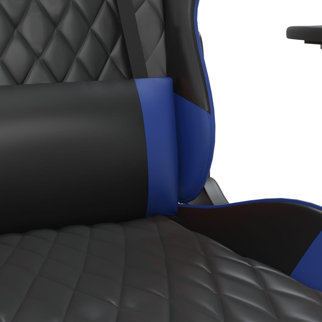 vidaXL Silla gaming con reposapiés cuero sintético negro azul