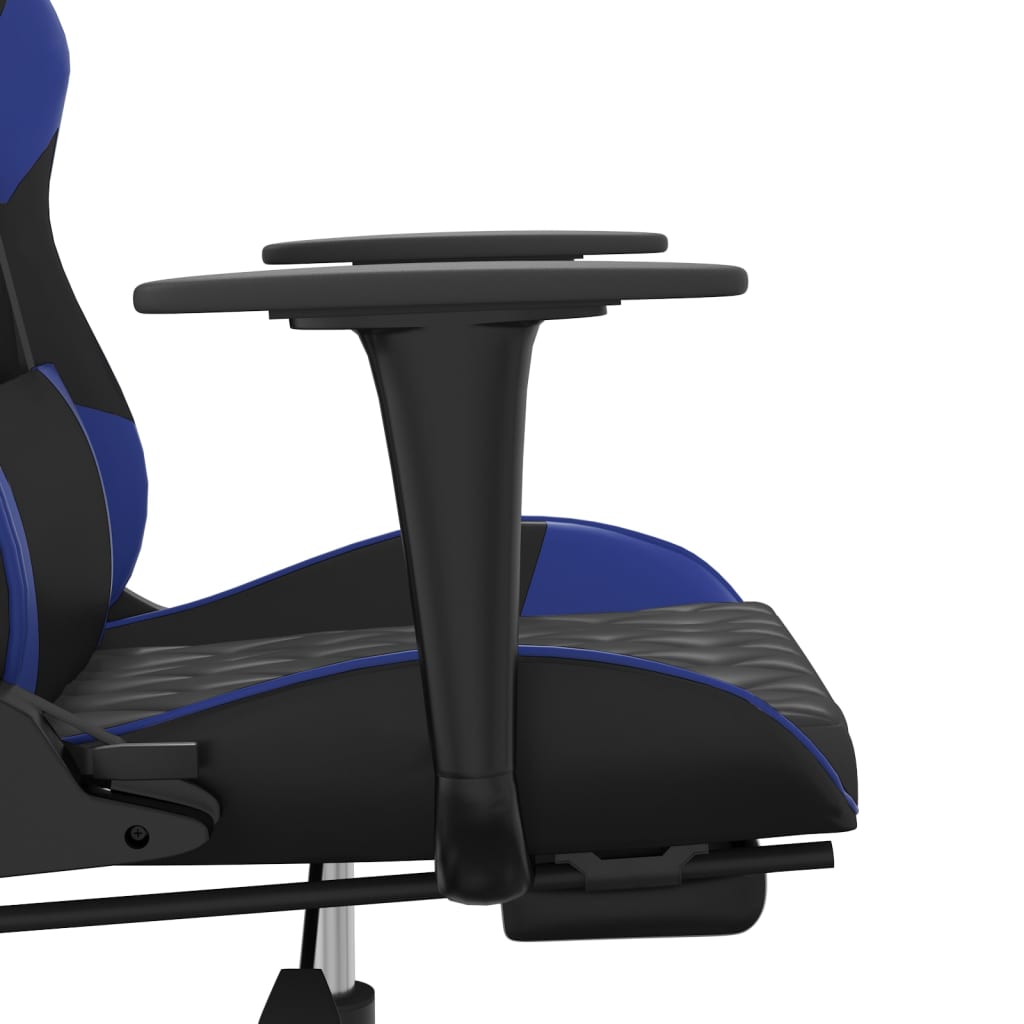 vidaXL Silla gaming con reposapiés cuero sintético negro azul