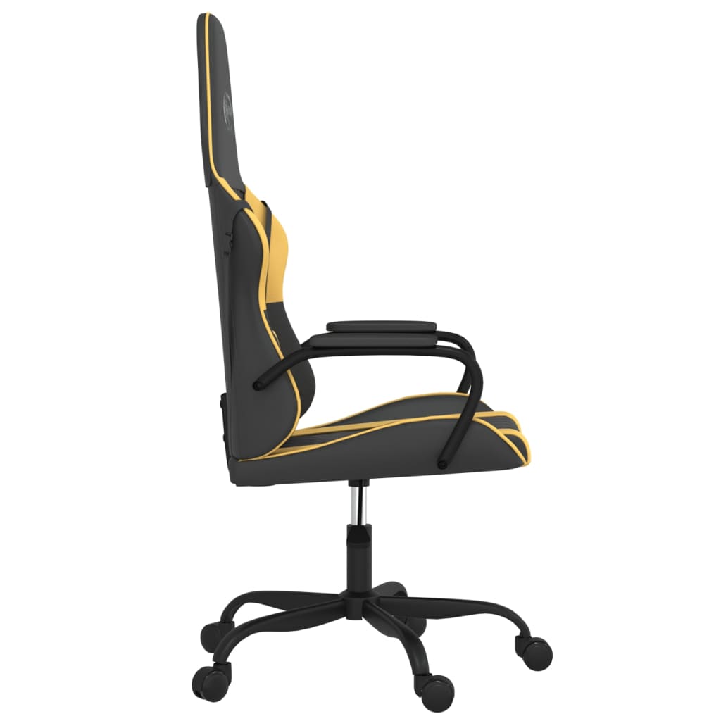 vidaXL Silla gaming cuero sintético negro y dorado