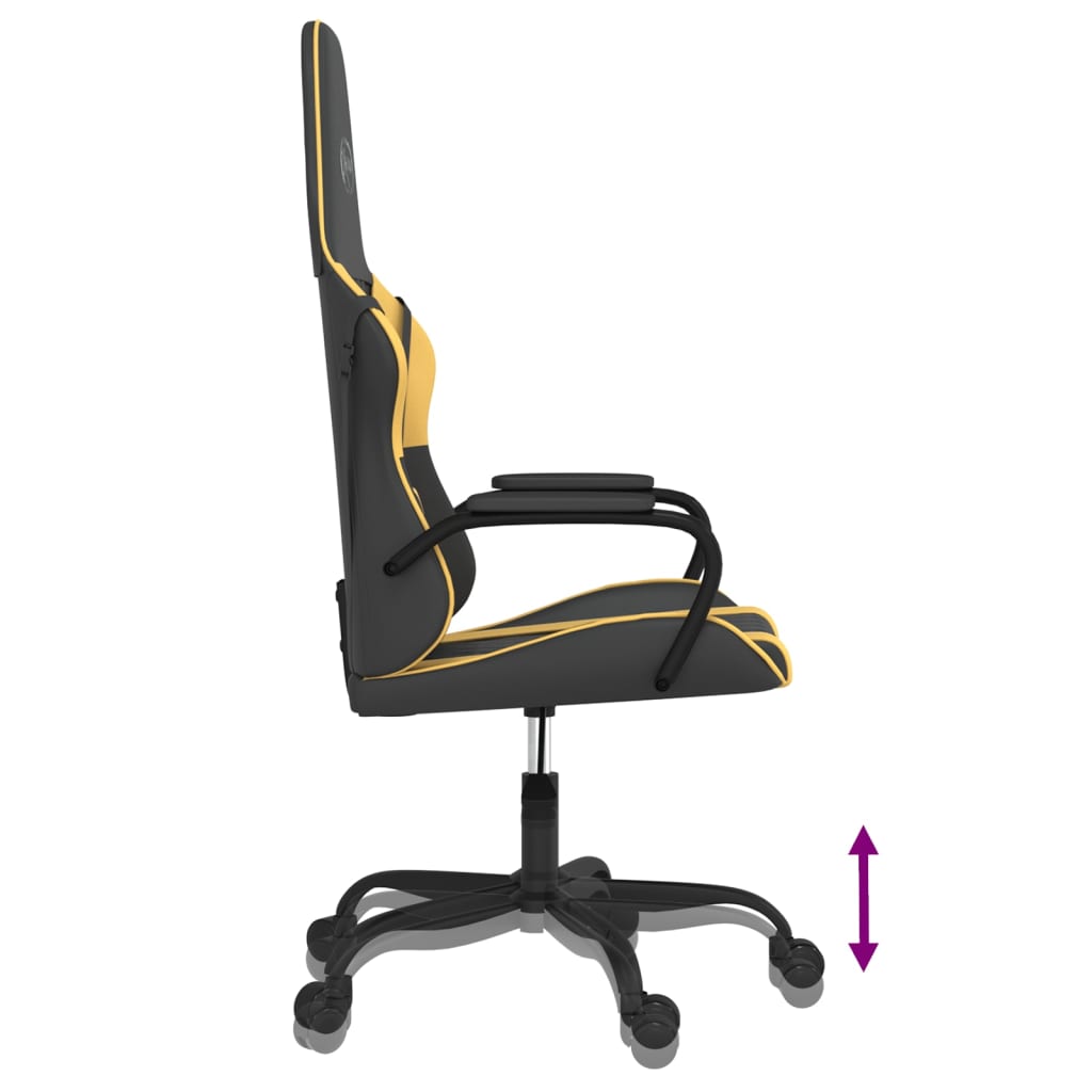 vidaXL Silla gaming cuero sintético negro y dorado