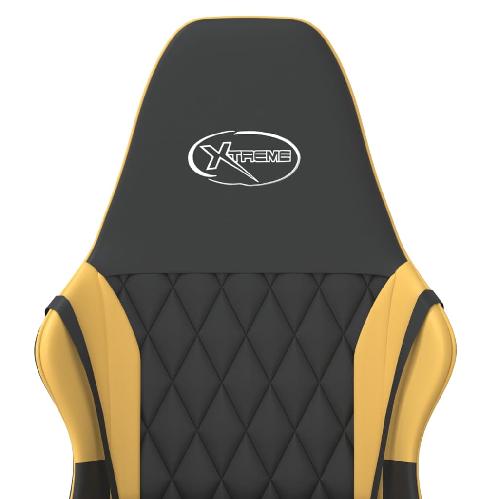 vidaXL Silla gaming cuero sintético negro y dorado