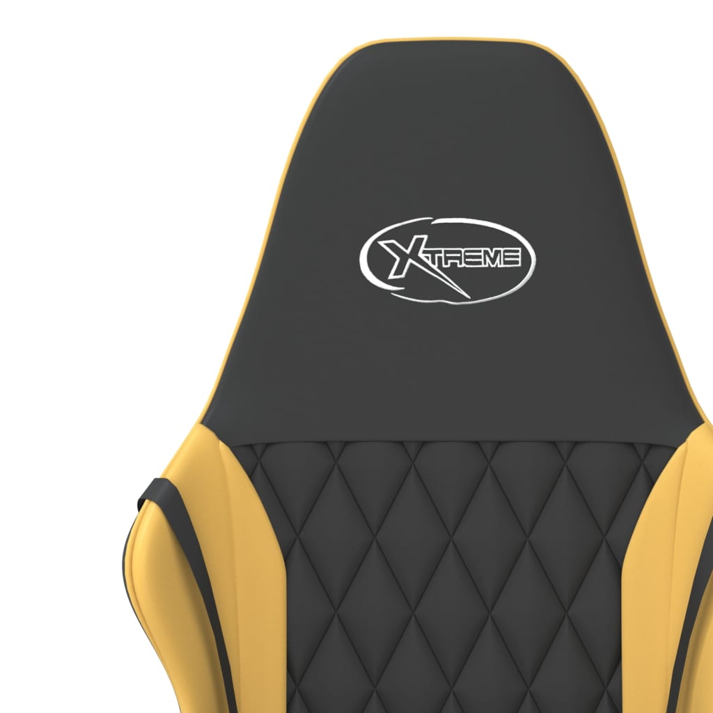 vidaXL Silla gaming cuero sintético negro y dorado