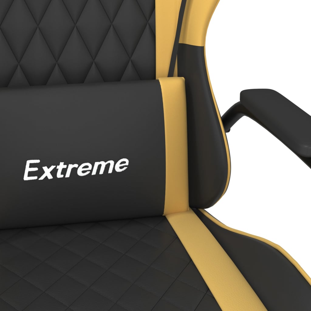 vidaXL Silla gaming cuero sintético negro y dorado