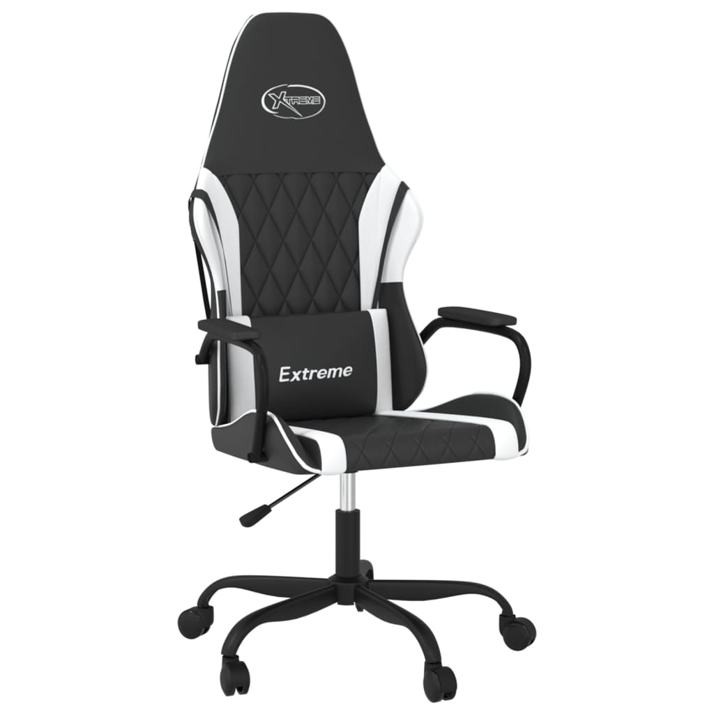 vidaXL Silla gaming cuero sintético negro y blanco