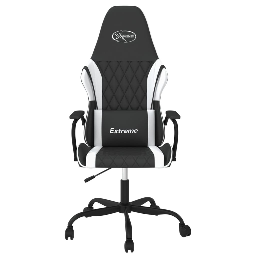 vidaXL Silla gaming cuero sintético negro y blanco