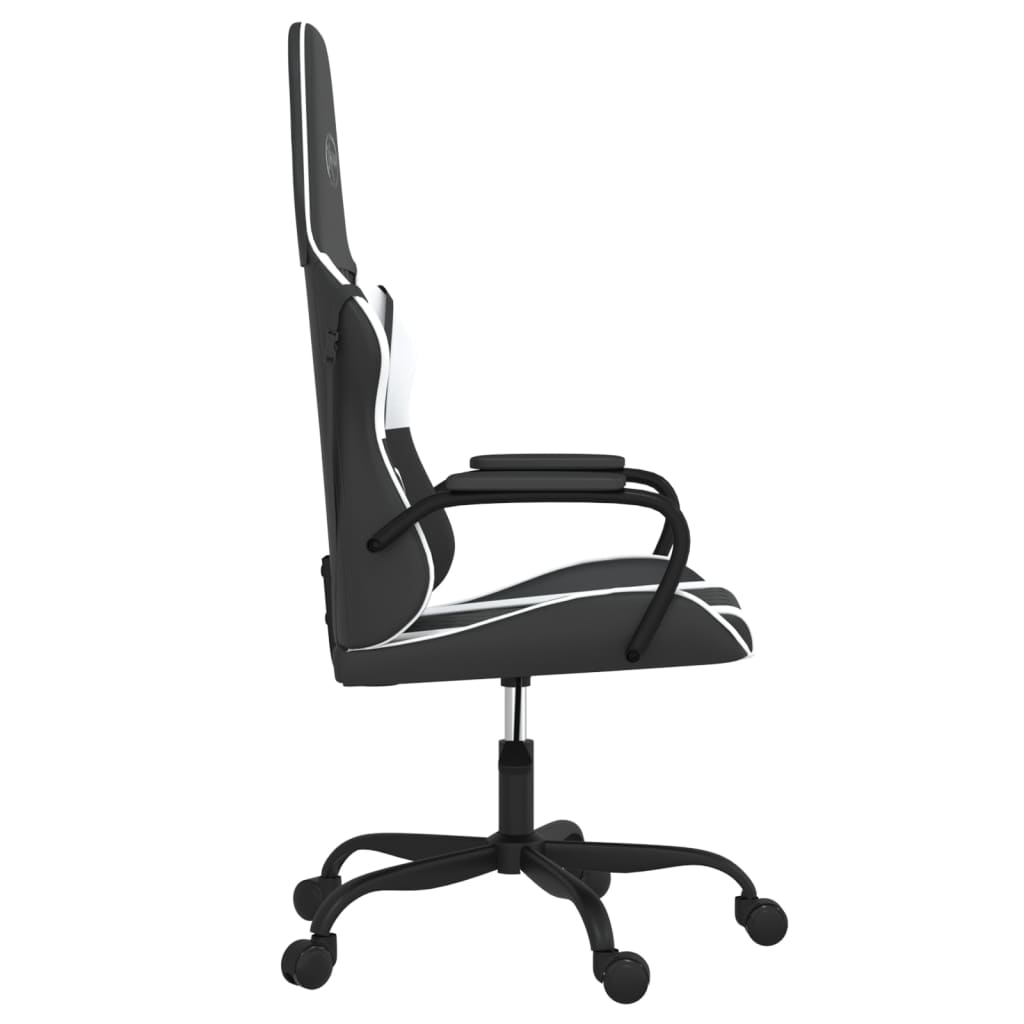 vidaXL Silla gaming cuero sintético negro y blanco