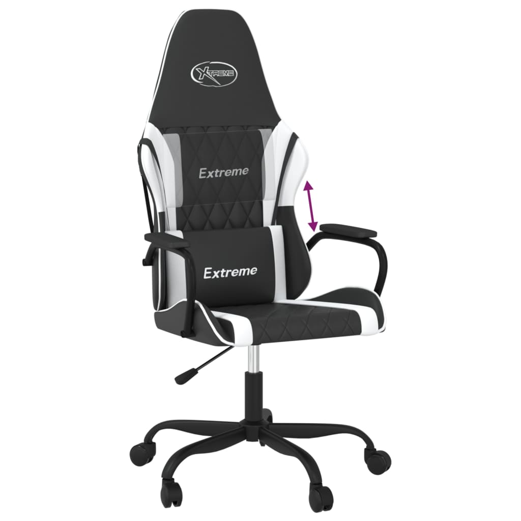 vidaXL Silla gaming cuero sintético negro y blanco