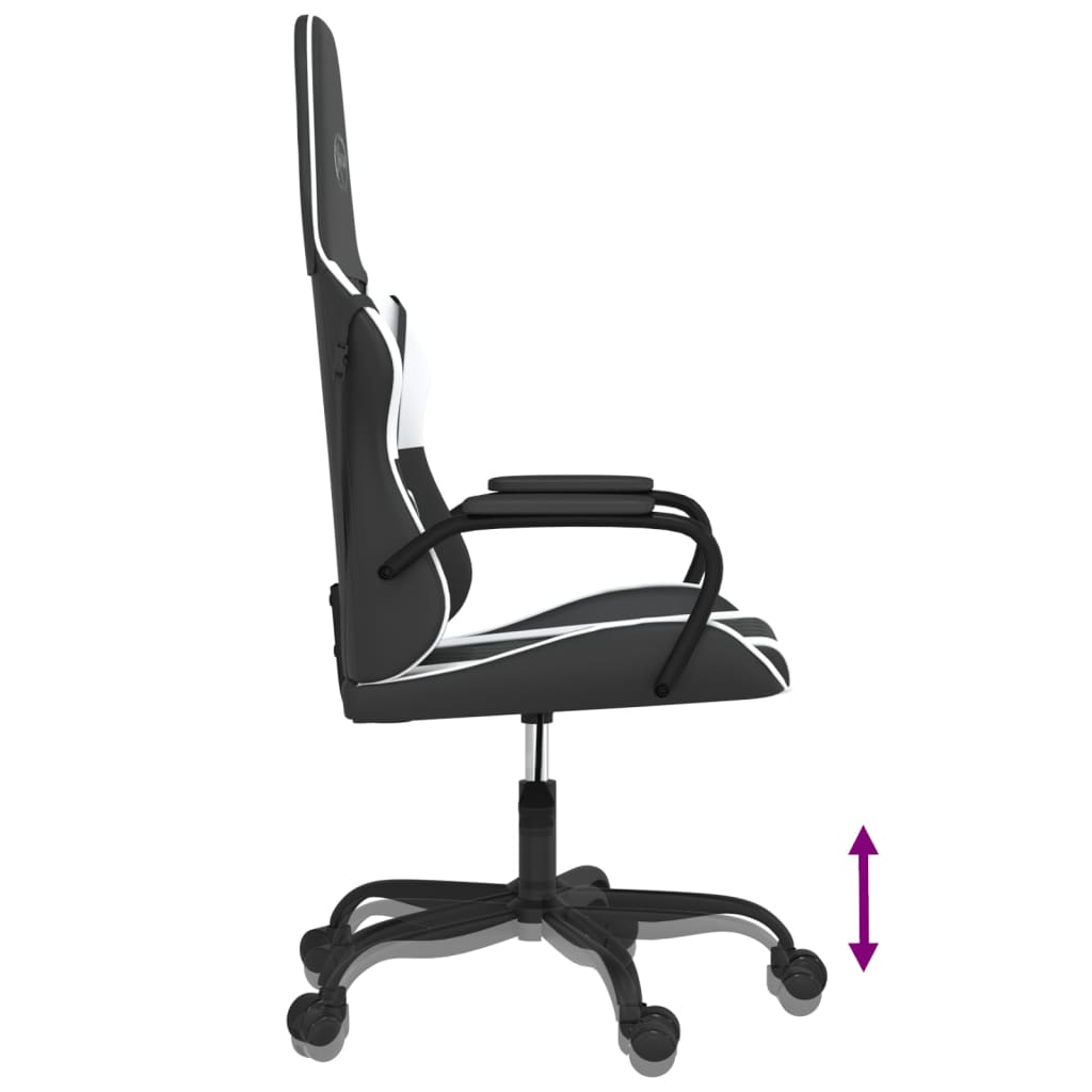 vidaXL Silla gaming cuero sintético negro y blanco