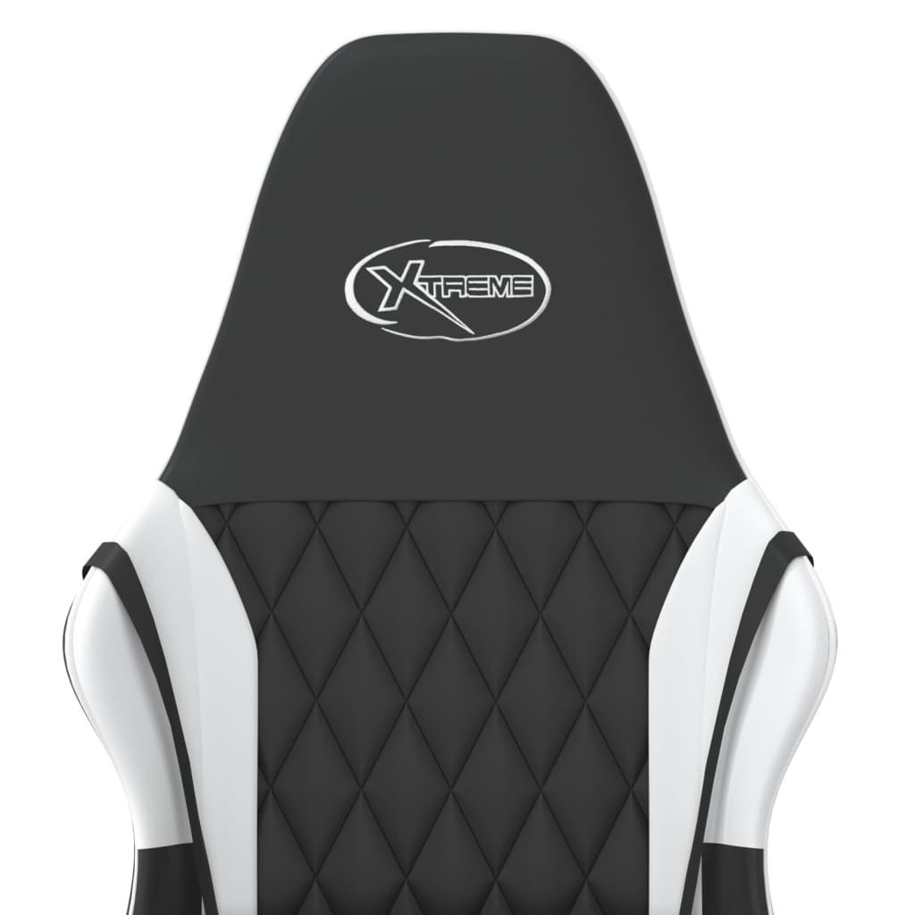 vidaXL Silla gaming cuero sintético negro y blanco